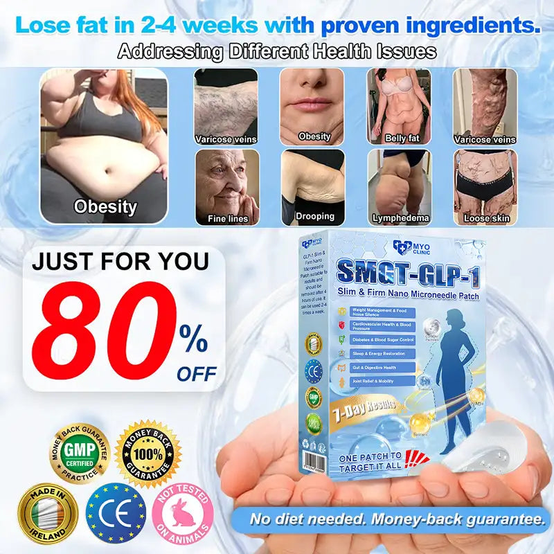 FDA Official Store | Myo Clinic GLP-1 Slim & Firm Nano Microneedle Patch with Collagen, Turmeric & Matrixyl 3000丨Obesity, Cardiovascular Disease, Diabetes, Sleep Apnea, Joint Problems and More