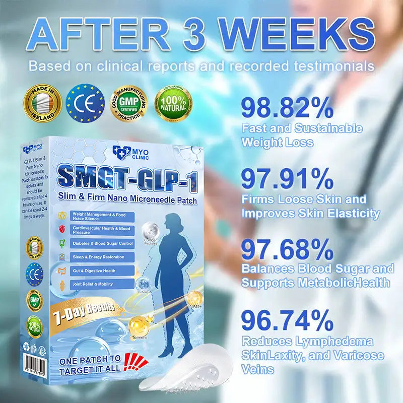 FDA Official Store | Myo Clinic GLP-1 Slim & Firm Nano Microneedle Patch with Collagen, Turmeric & Matrixyl 3000丨Obesity, Cardiovascular Disease, Diabetes, Sleep Apnea, Joint Problems and More